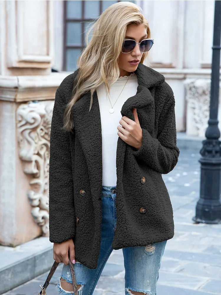 Clara | Women's Double Breasted Teddy Coat Sherpa Oversized 3
