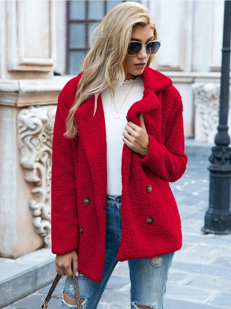 Clara | Women's Double Breasted Teddy Coat Sherpa Oversized 6