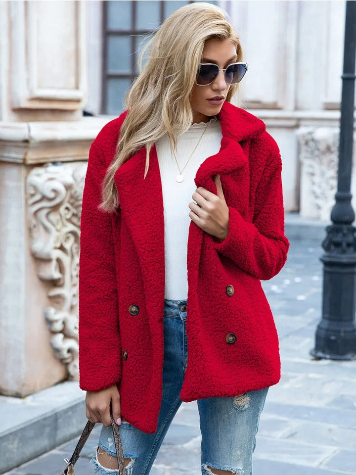 Clara | Women's Double Breasted Teddy Coat Sherpa Oversized 6