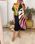 Roos |  Casual Dress with Colourful Leaf Print