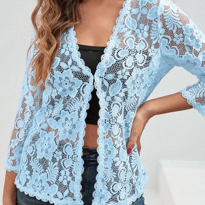 Dieke | Women's Lace Cardigan Sheer Open Front Floral