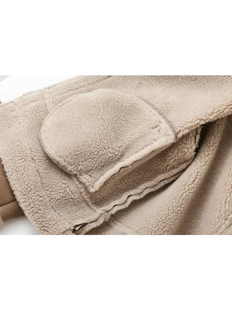 Dagny | Women's Suede Shearling Jacket Moto Aviator Faux 6