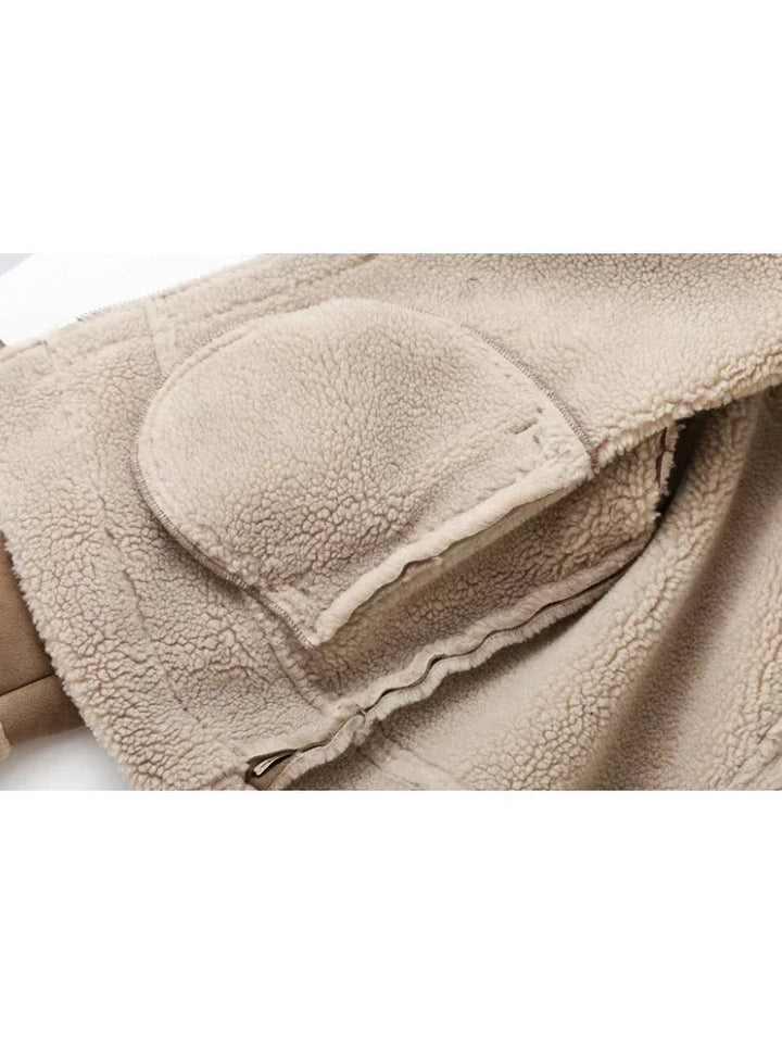 Dagny | Women's Suede Shearling Jacket Moto Aviator Faux 6