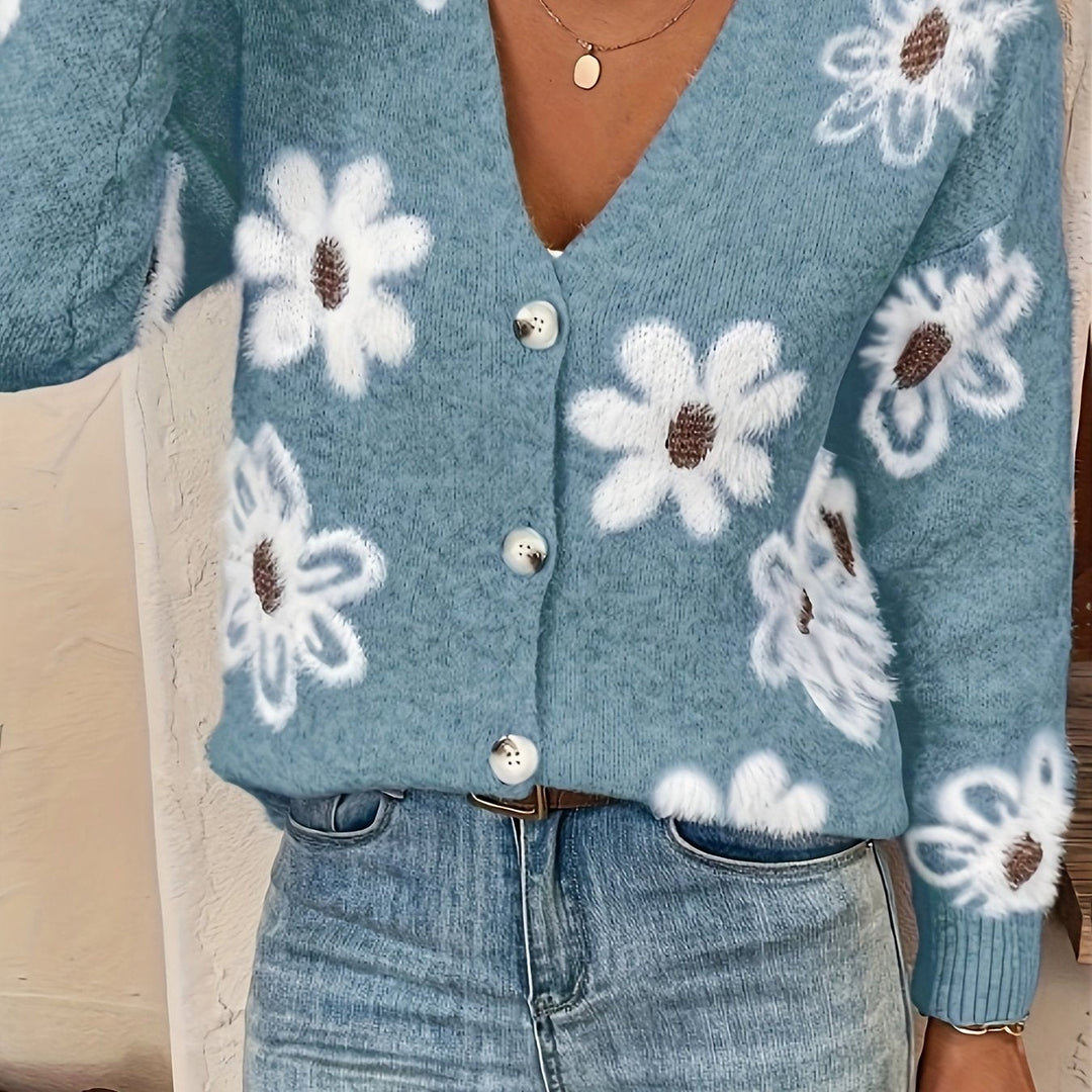 Daisy - Floral Knit Women's Cardigan 1