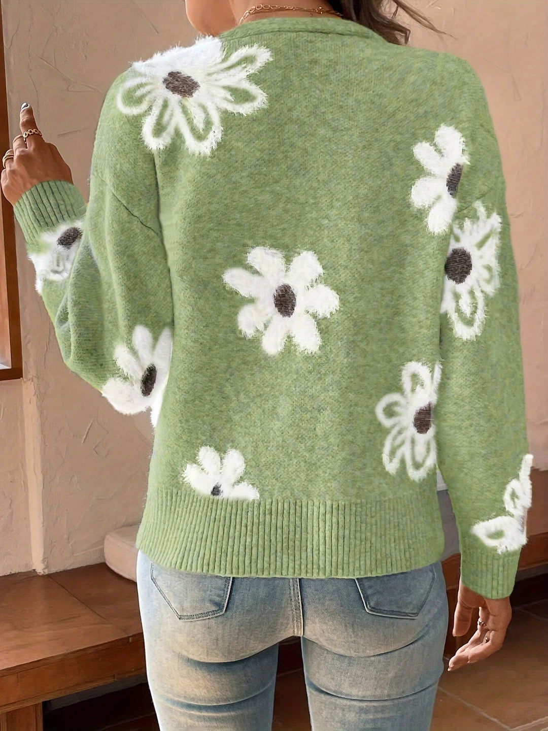 Daisy - Floral Knit Women's Cardigan 11