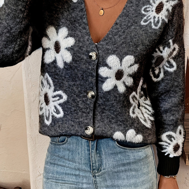 Daisy - Floral Knit Women's Cardigan 3