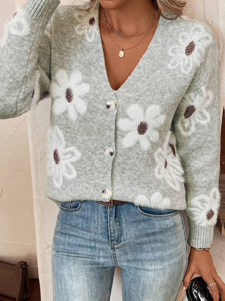 Daisy - Floral Knit Women's Cardigan 9