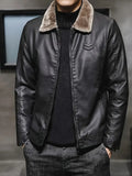Dario | Men's Leather Jacket Winter Bomber Fur Collar Flight