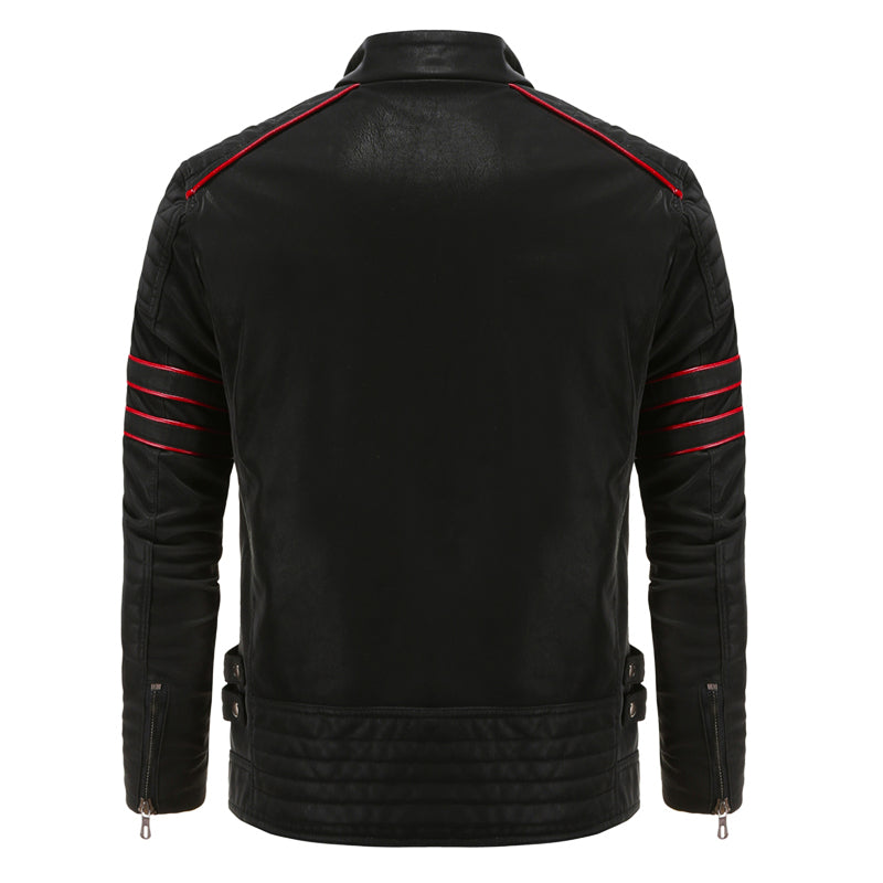 Desmond - Striped Biker Leather Jacket 2