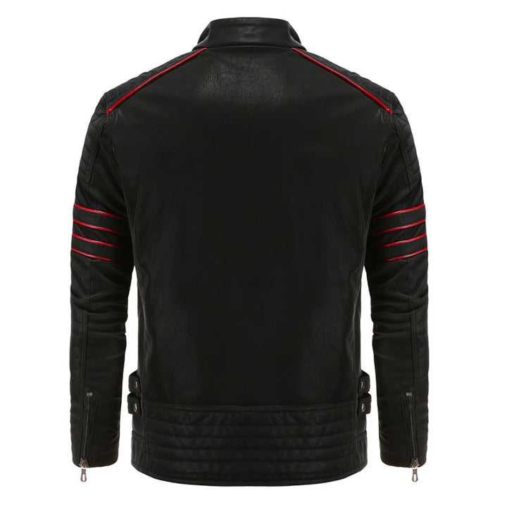 Desmond - Striped Biker Leather Jacket 2