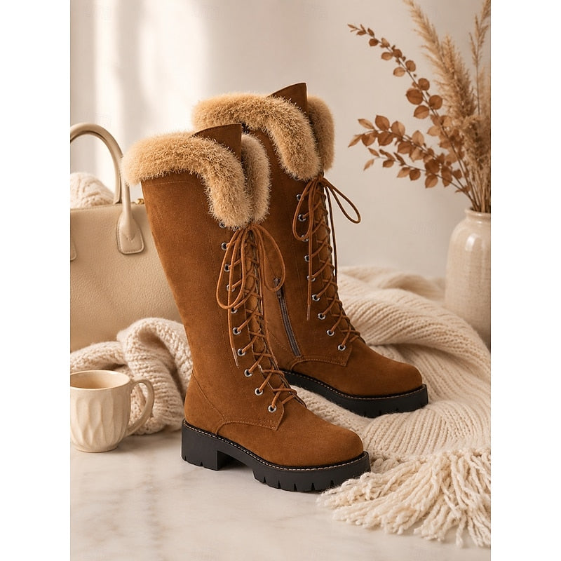 Doortje | Women's Knee High Lace Up Winter Boots 5