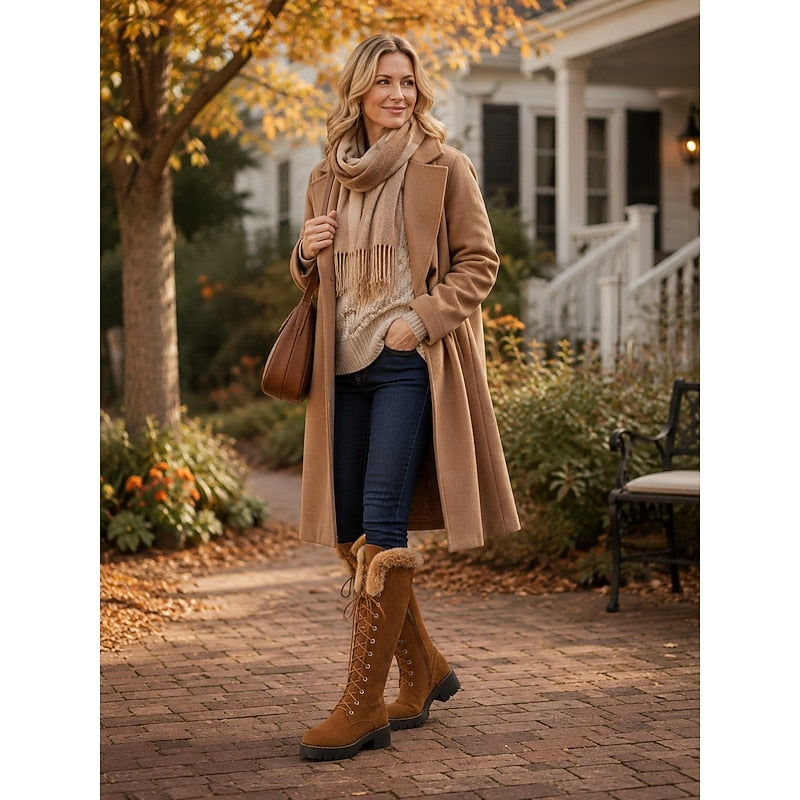Doortje | Women's Knee High Lace Up Winter Boots 8