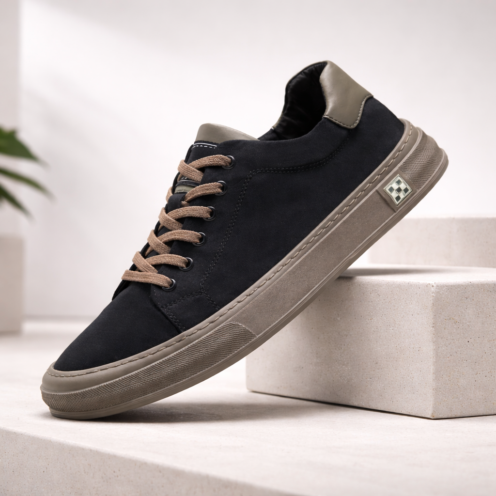 Dorian - Stitched Canvas Low Top Sneakers 2