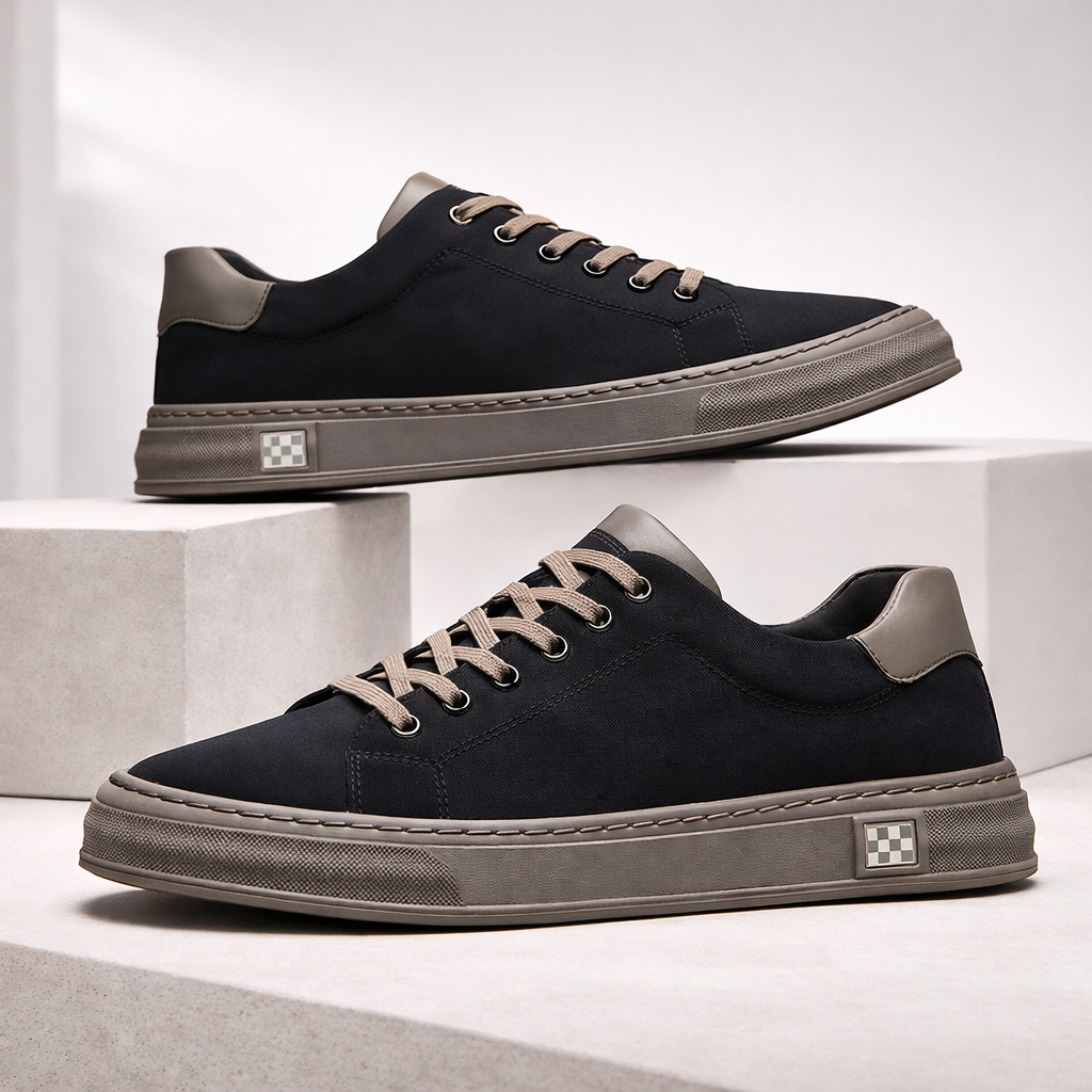 Dorian - Stitched Canvas Low Top Sneakers 5