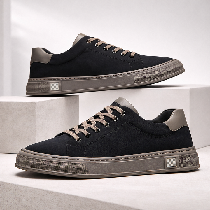 Dorian - Stitched Canvas Low Top Sneakers 5
