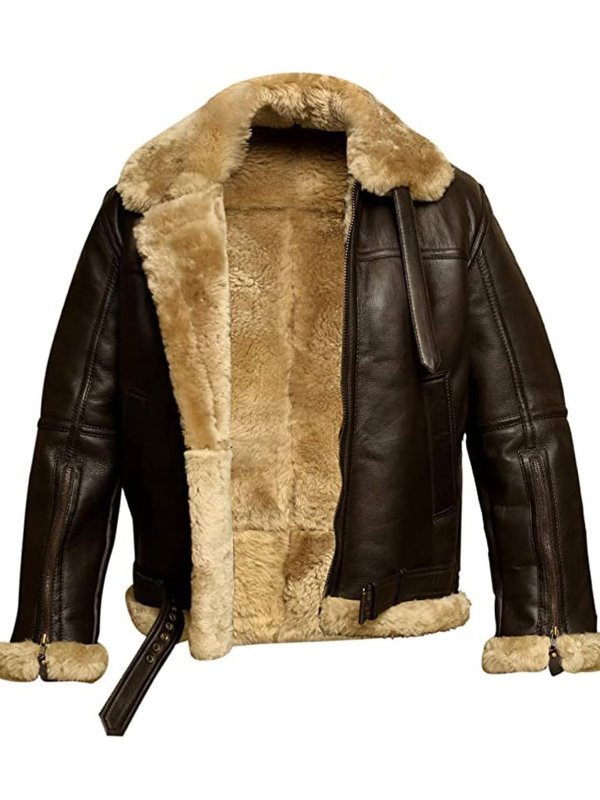 Dylan | Men's Shearling Leather Jacket Aviator Flight Fur Collar 2