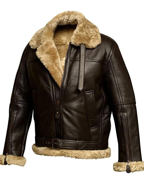 Dylan | Men's Shearling Leather Jacket Aviator Flight Fur Collar 4