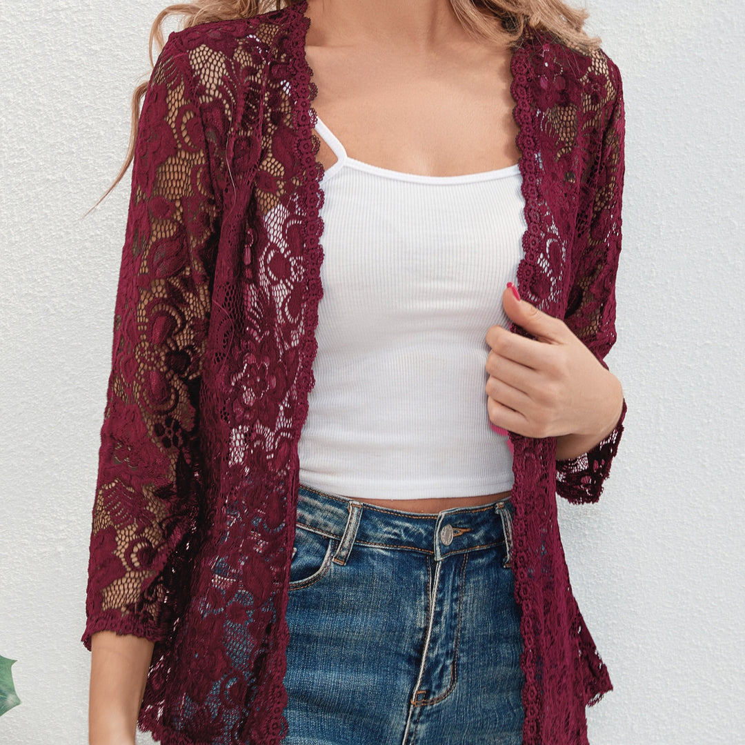 Dieke | Women's Lace Cardigan Sheer Open Front Floral