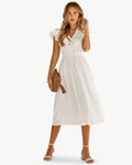 Lara |  Dress with V-neck and Ruffled Sleeves