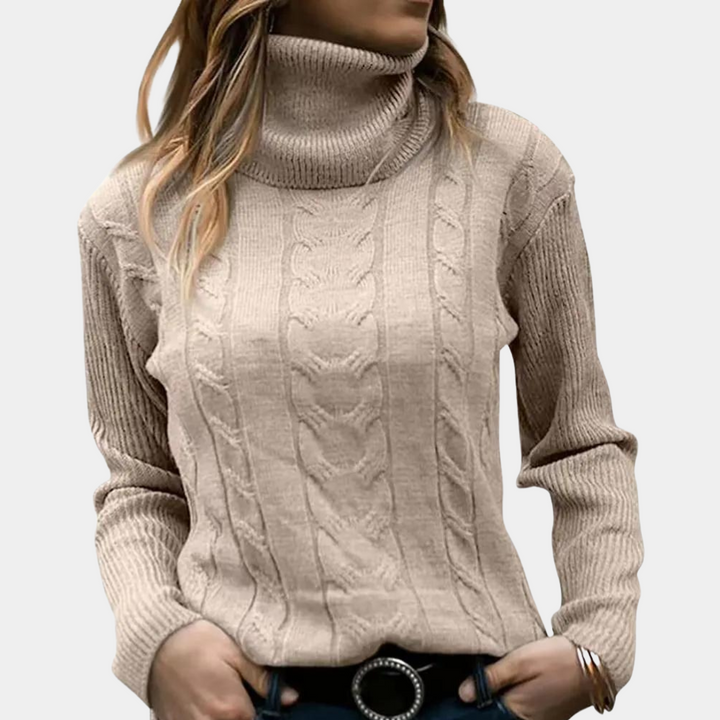 Elena - Cable Knit Turtleneck Sweater 1