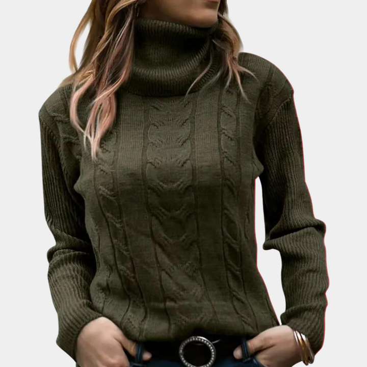 Elena - Cable Knit Turtleneck Sweater 2