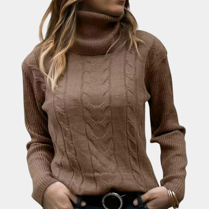 Elena - Cable Knit Turtleneck Sweater 4