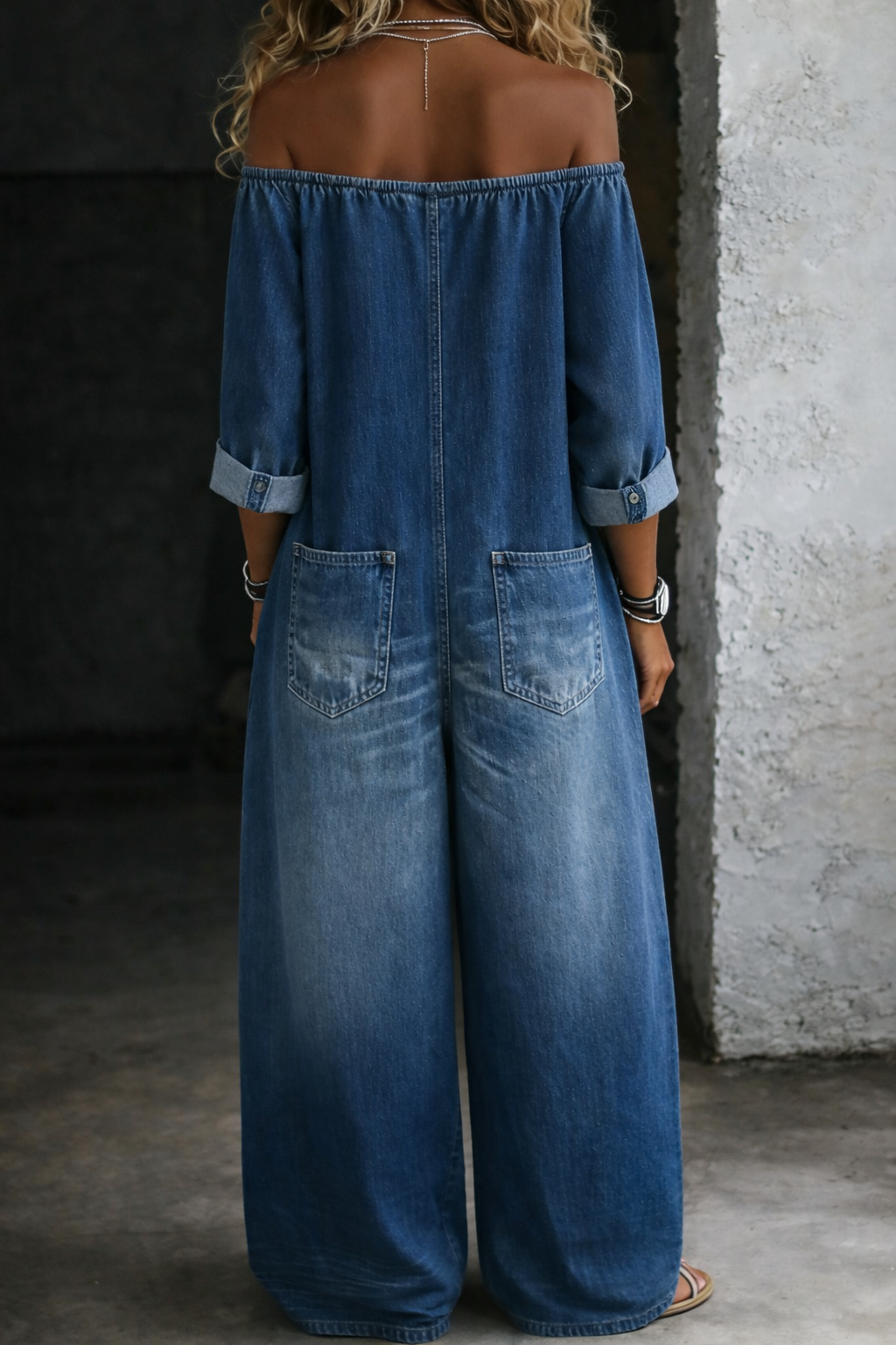 Elena | Women's Wide Leg Denim Jumpsuit 7
