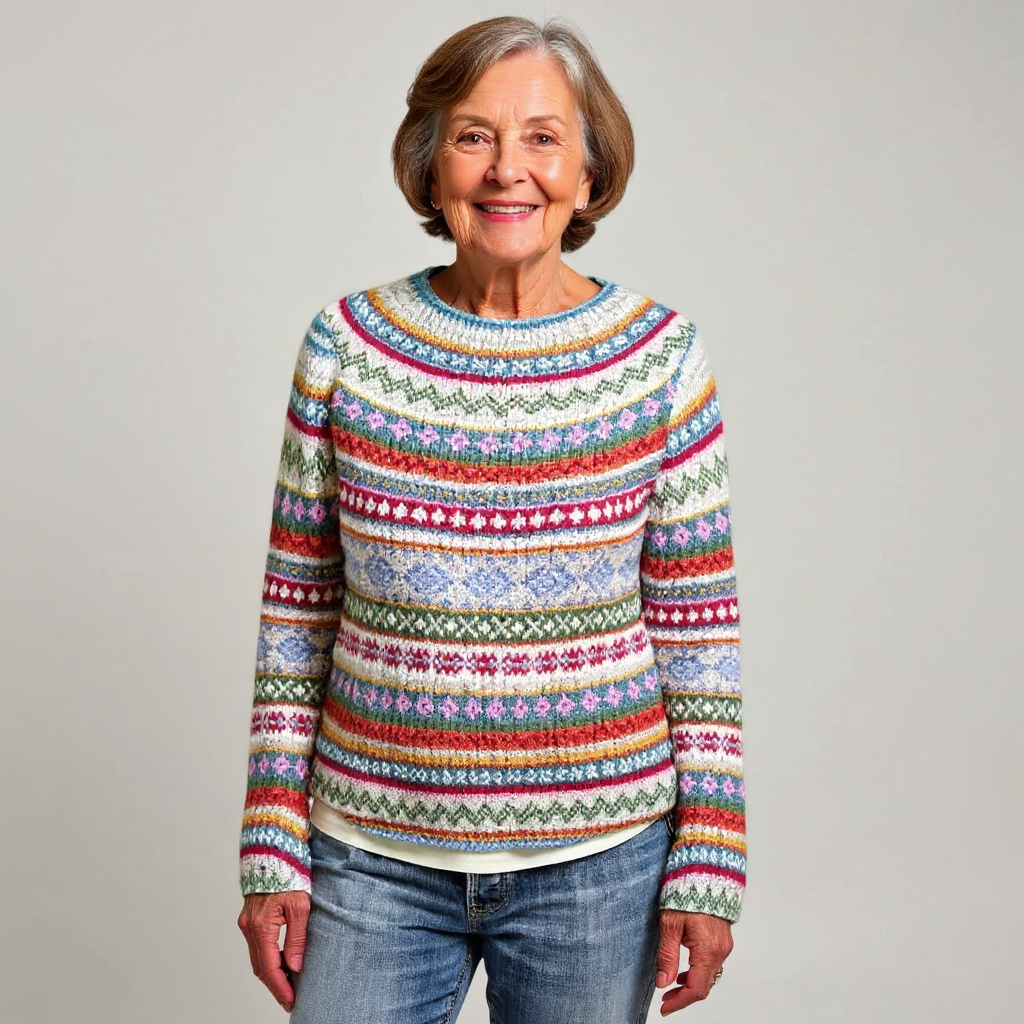 Elise - Striped Fair Isle Knit Sweater 2