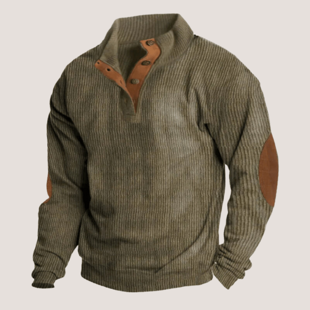 Ellis - Ribbed Button Placket Knit Sweater 1