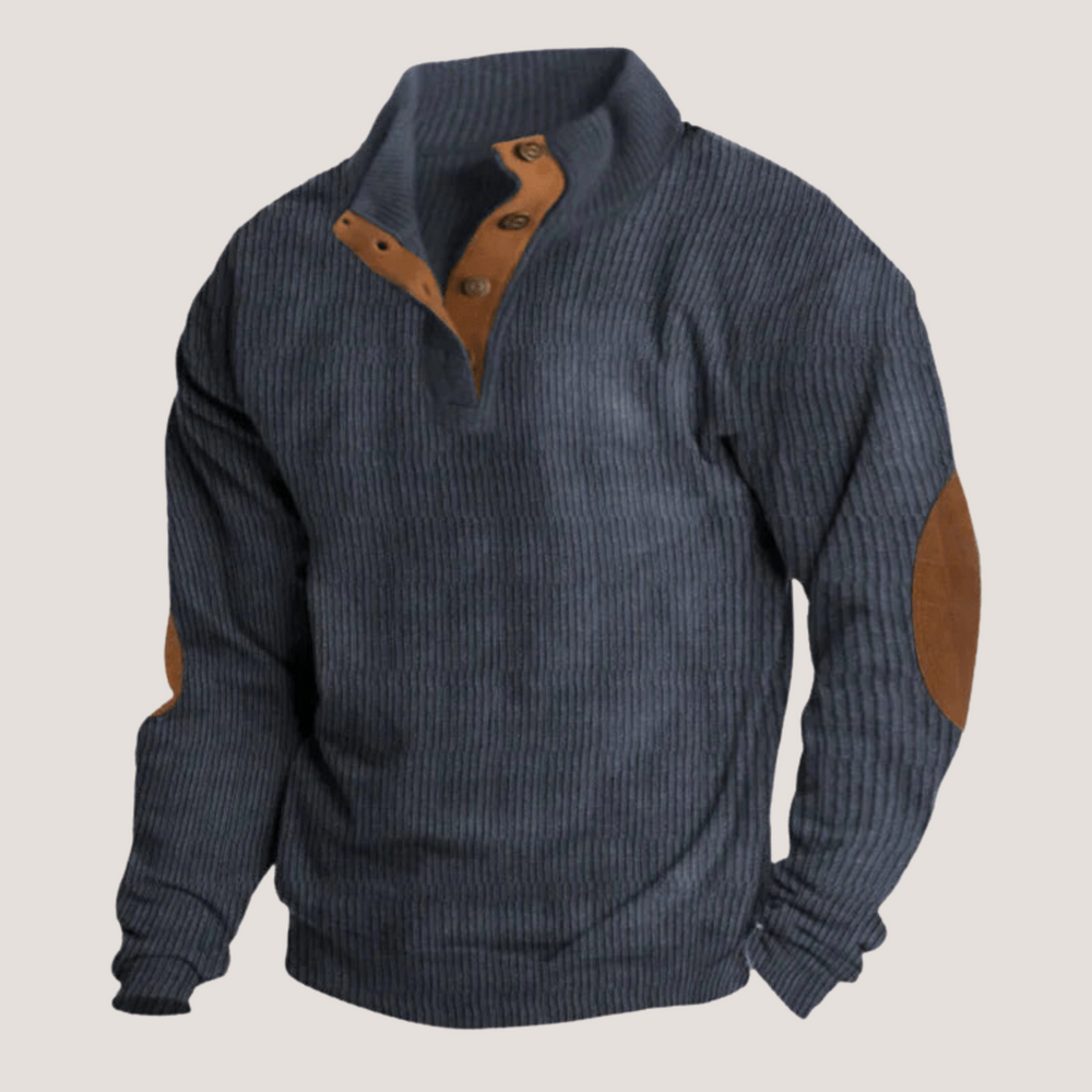 Ellis - Ribbed Button Placket Knit Sweater 2