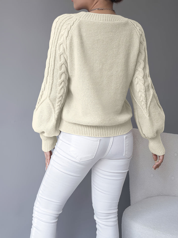 Elsie - Cable Knit Balloon Sleeve Sweater 10