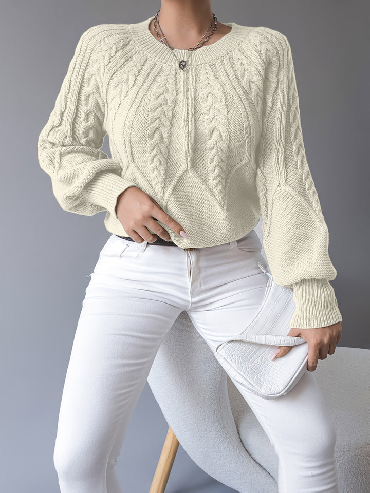 Elsie - Cable Knit Balloon Sleeve Sweater 11