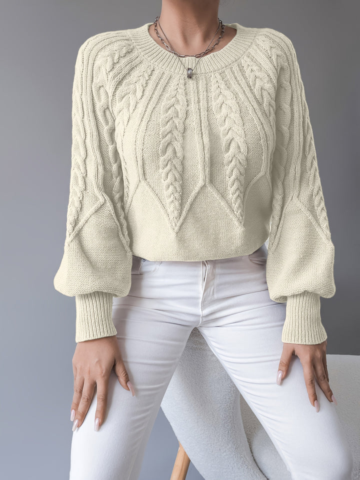Elsie - Cable Knit Balloon Sleeve Sweater 9