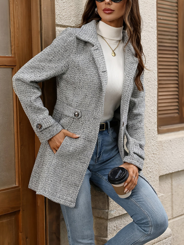 Elsje | Women's Herringbone Coat Fitted Winter Dress Coat 3
