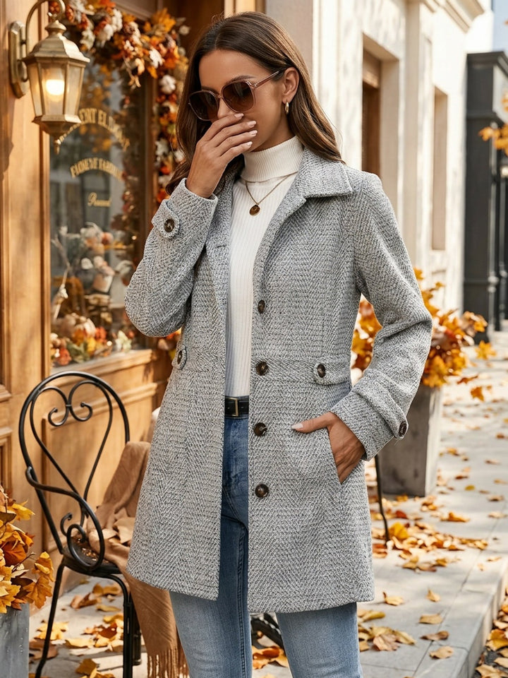 Elsje | Women's Herringbone Coat Fitted Winter Dress Coat 7