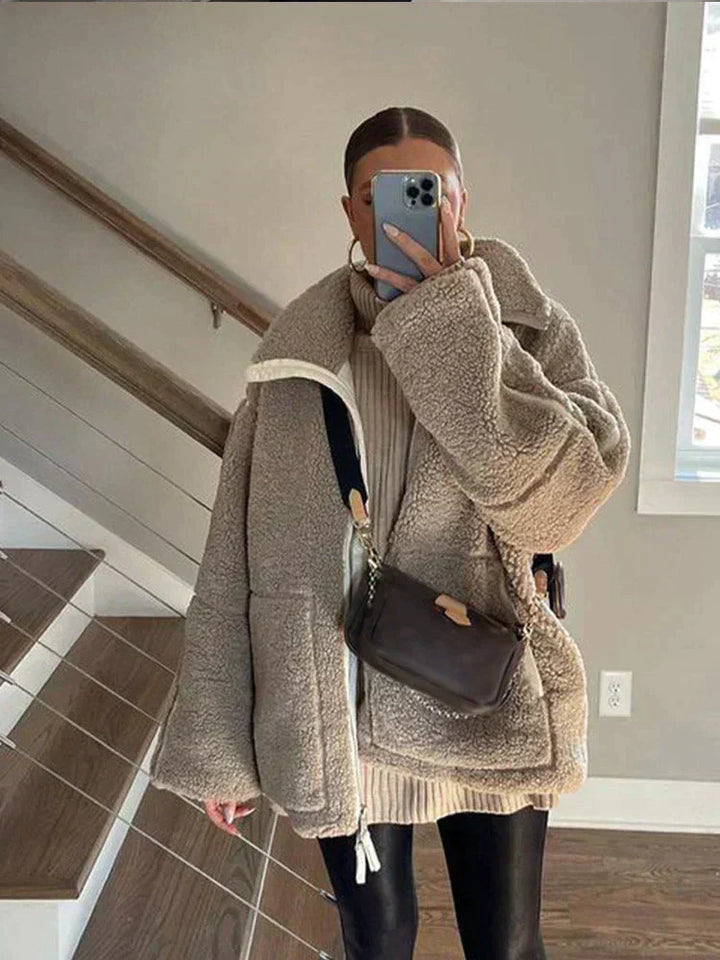 Elspeth | Women's Oversized Teddy Jacket Sherpa Fleece Coat 2