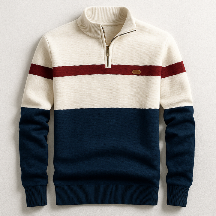 Elston - Colour Block Quarter-Zip Sweater 1
