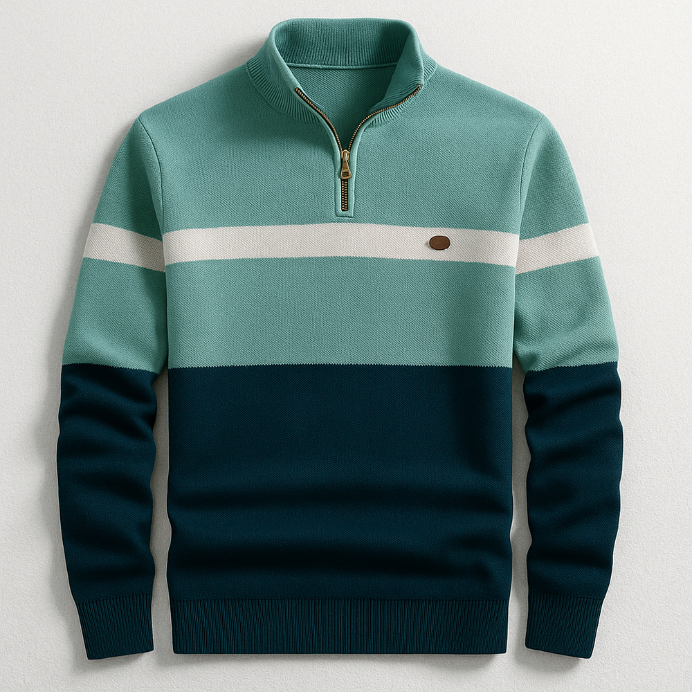 Elston - Colour Block Quarter-Zip Sweater 2