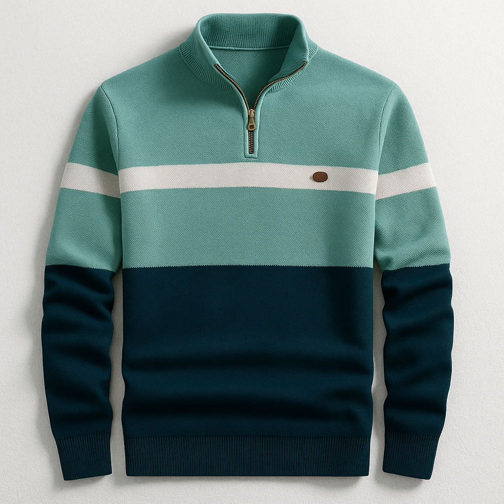 Elston - Colour Block Quarter-Zip Sweater 2