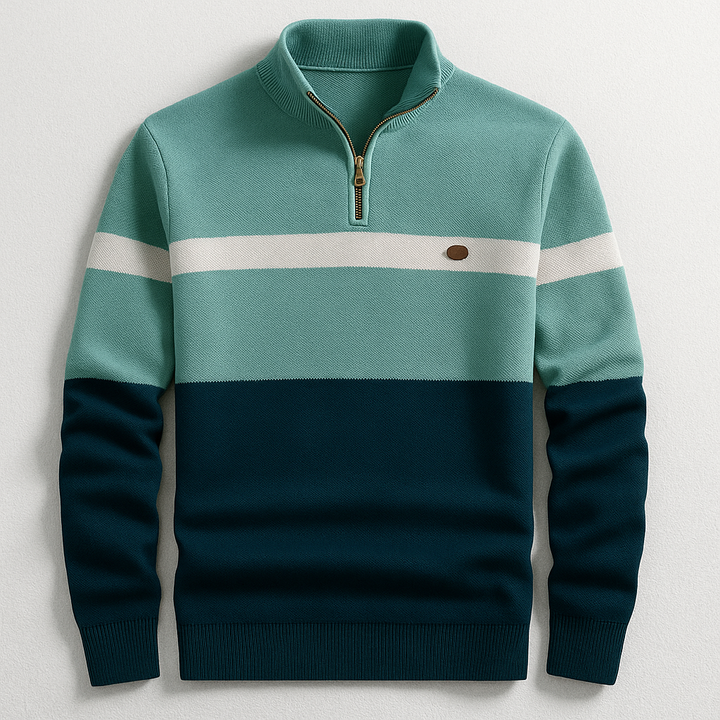 Elston - Colour Block Quarter-Zip Sweater 2