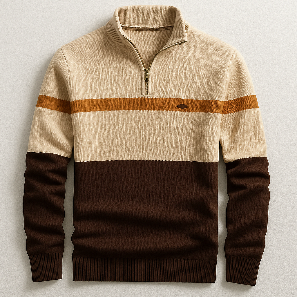 Elston - Colour Block Quarter-Zip Sweater 3