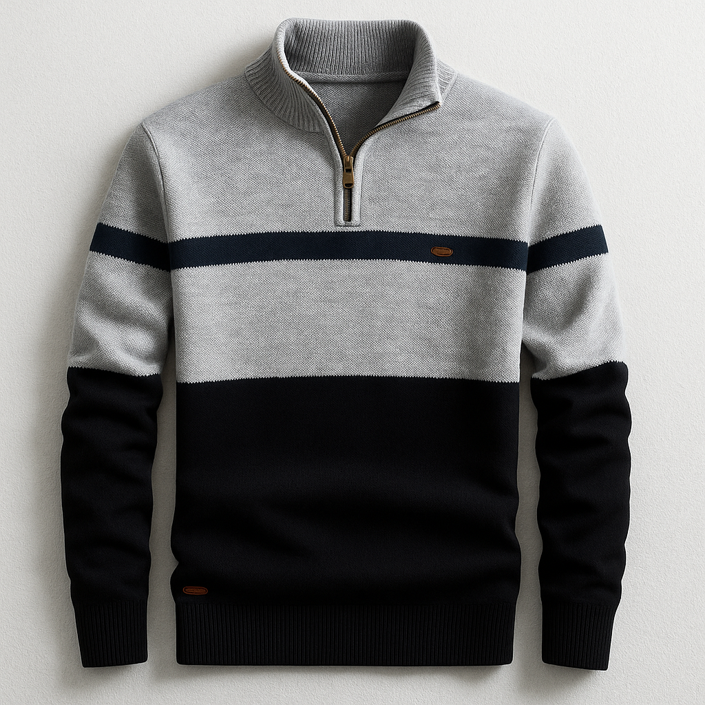 Elston - Colour Block Quarter-Zip Sweater 4