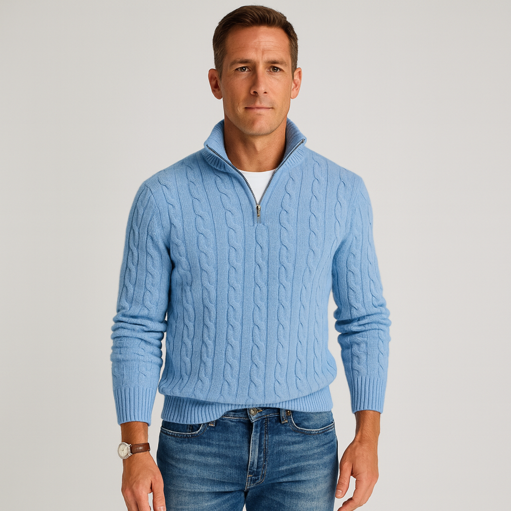 Emiel | Men's Cable Knit Half Zip Pullover Sweater 2