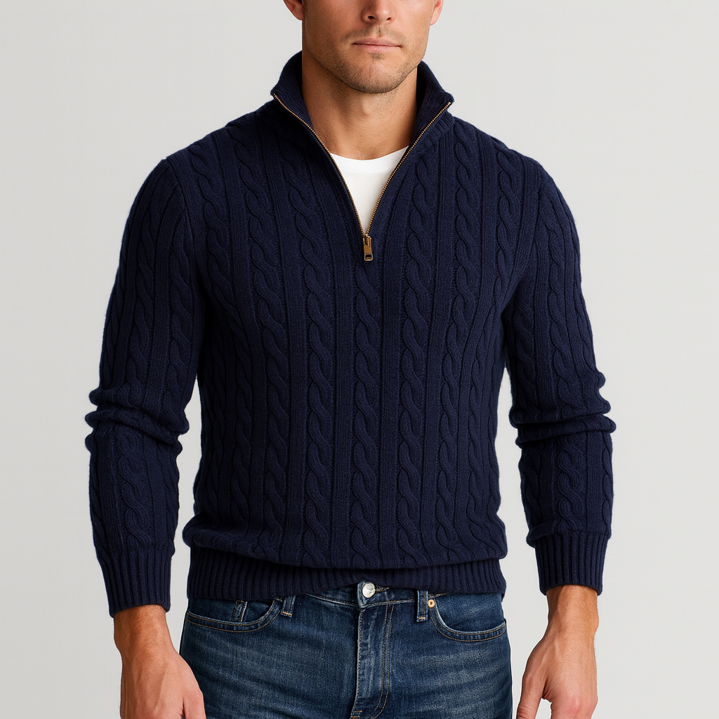 Emiel | Men's Cable Knit Half Zip Pullover Sweater 3
