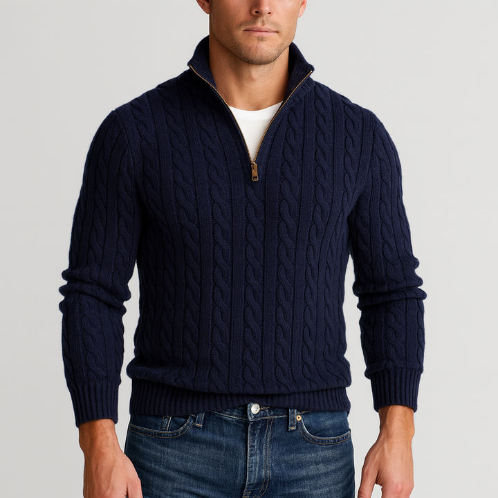 Emiel | Men's Cable Knit Half Zip Pullover Sweater 3
