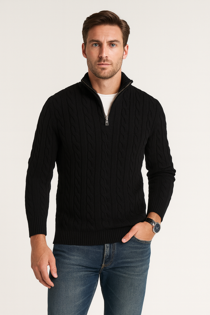 Emiel | Men's Cable Knit Half Zip Pullover Sweater 4
