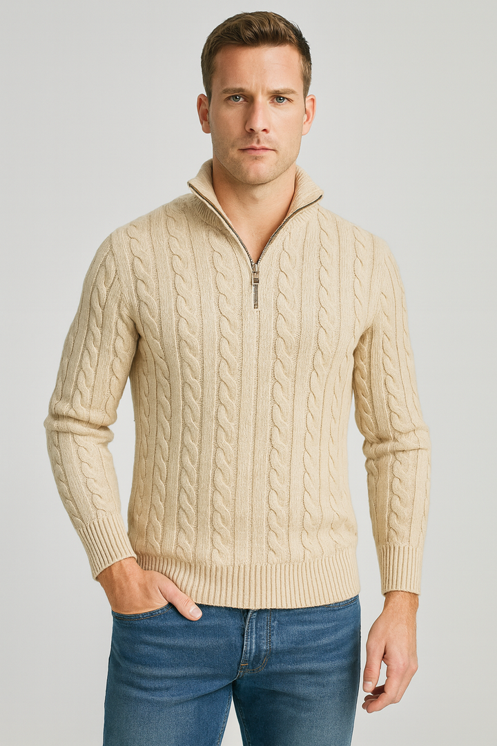Emiel | Men's Cable Knit Half Zip Pullover Sweater 5
