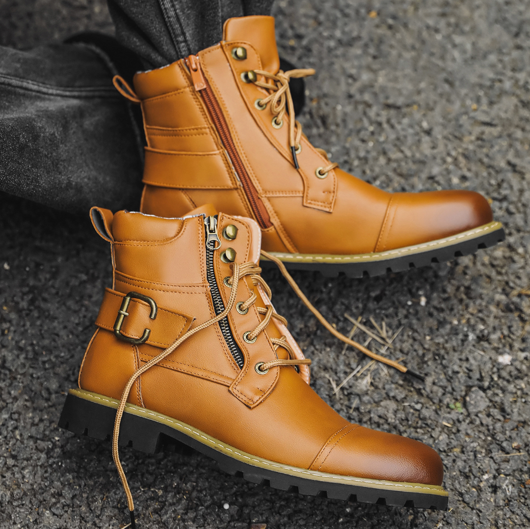 Emmett | Men's Leather Boots Zip Up Motorcycle Combat Ankle 5