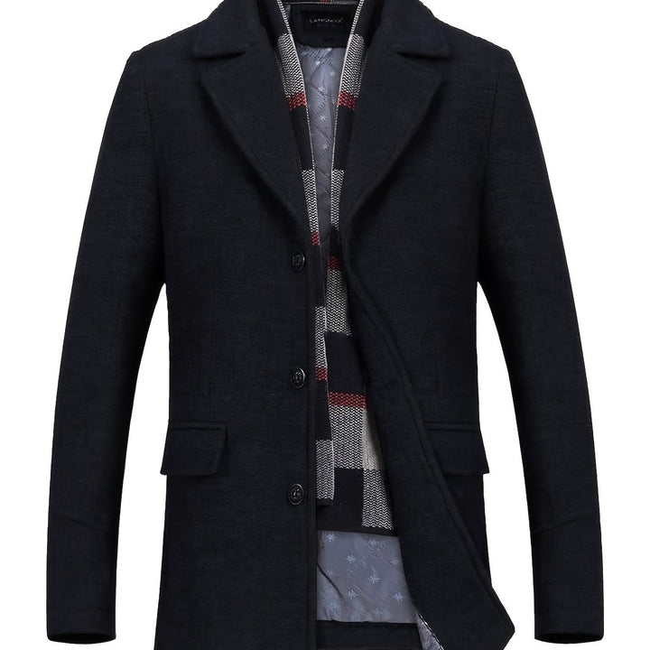 Men's Single Breasted Overcoat – Black