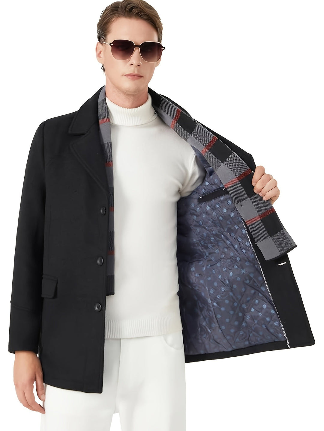 Men's Single Breasted Overcoat – Detail View